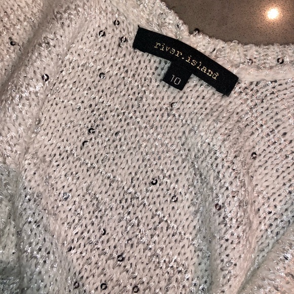 River Island sequin top, white, US size 6 (S) - Picture 9 of 10